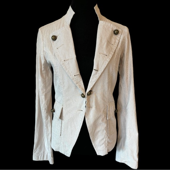 Cino Pinstripe Brass Button Military Jacket XS - Picture 7 of 12